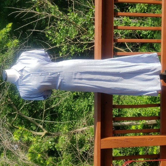 Signature by Robbie Bee Dresses & Skirts - Signature by Robbie Bee Blue White Lightweight Pinstripe Maxi Tie Dress Size 16